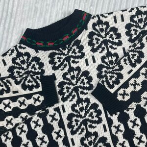 Vintage Jamie Scott Mock Neck Pullover Knit Sweater Women's L Geometric Holiday